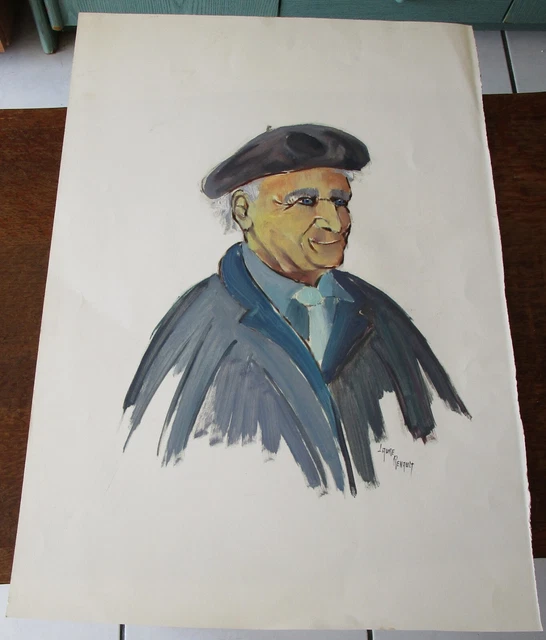 Dessin Portrait Au Fusain – Jeune Homme Assis, Style XIXe Siècle – Original, Très Bon état