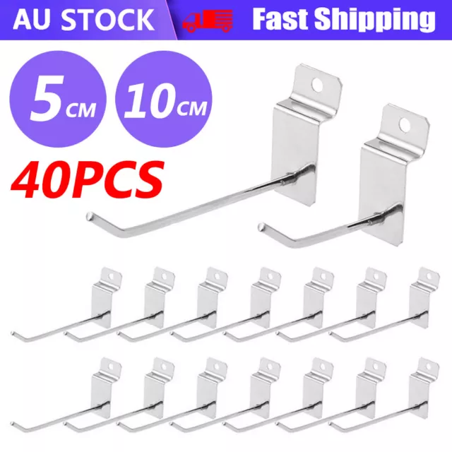 40PCS Slatwall Hook Slat wall panel Grooved Display Board Showroom Hooks AUS