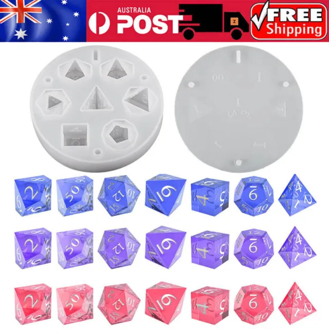 Crystal Epoxy Resin Mold Kit Dice Digital Game Silicone Mould Art Crafts