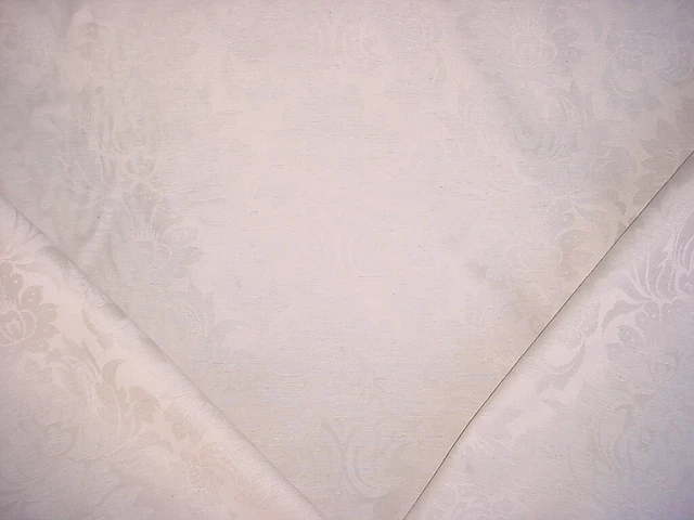 3-5/8Y Robert Allen Duralee Pearl White Floral Damask Drapery Upholstery Fabric