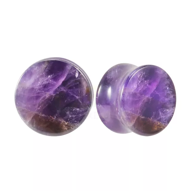 Stone Plugs Tunnels Purple Ear Stretcher Saddle Body Piercing Jewellery