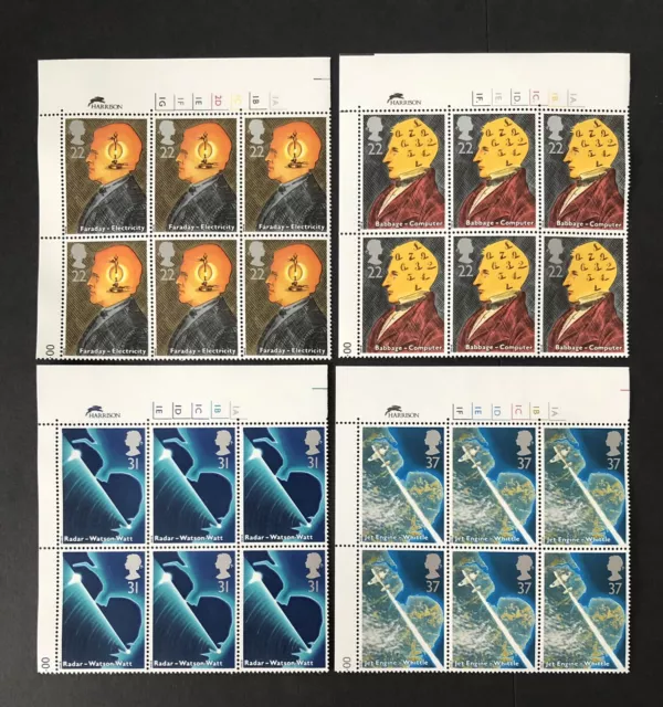 Gb 1991 Mnh Scientific Achievements Harrison Corner Plate Cylinder Blocks Of 6