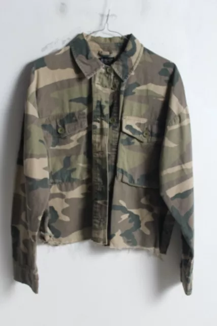 TOPSHOP WOMENS CAMO Denim Jacket Green Size Small S K30 13.99 PicClick UK