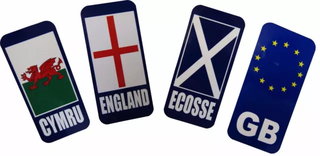 2 x GB / England / Wales / Scotland Badge Car Number Plate Self-adhesive Sticker