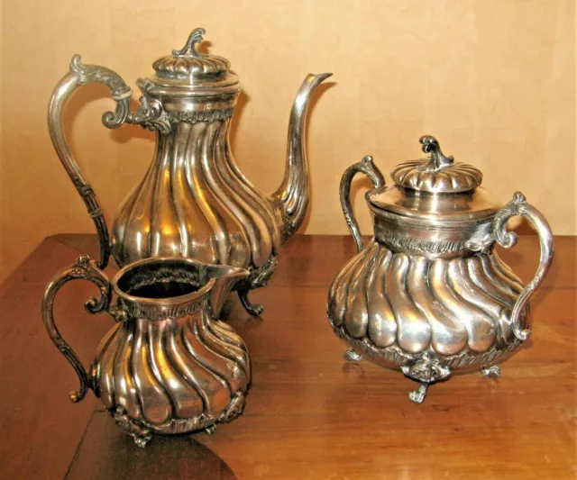 Service A  Café 3 Pièces - Métal Argente - Style Louis Xv