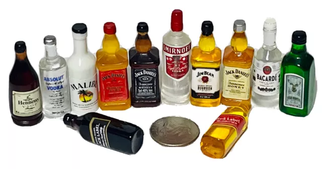 Barbie Dollhouse Miniature Drink Beer Mini Alcohol Liquor Bottle Mix Lot 👻🧲 12