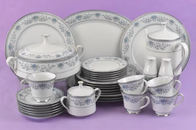 Contemporary Fine China Noritake Dinner Set Blue Hill 2482 Cups Plates Pots Dish