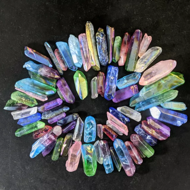 Aura Crystal Quartz Points Wands Mixed Colors Assorted Mix Colors 100 Grams