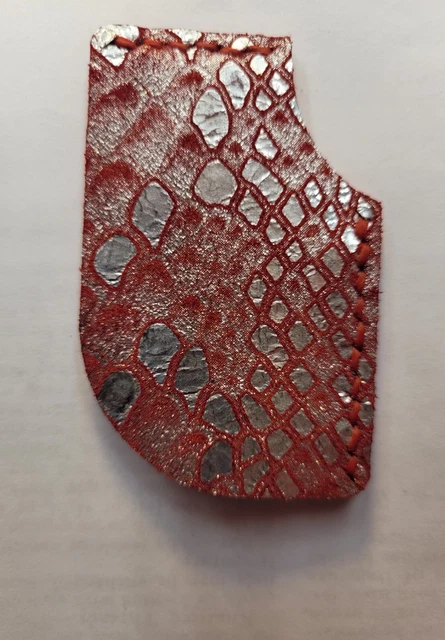 Leather Corner Book Page Marker Red and Silver