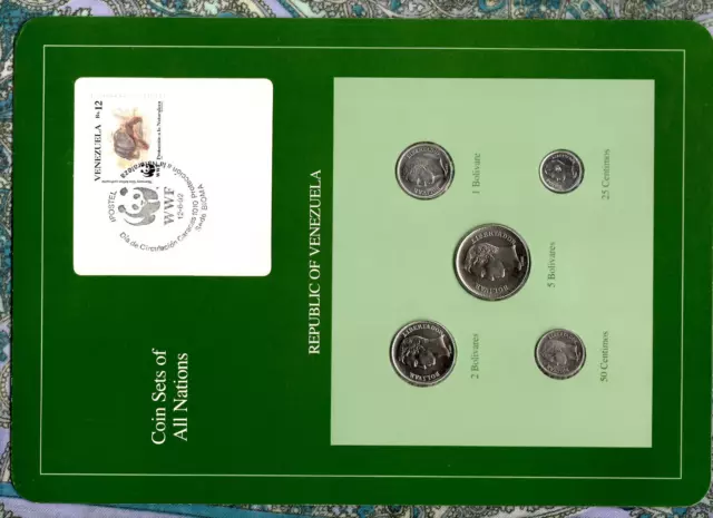 Coin Sets of All Nations Venezuela w/card All 1989 UNC Tortoise