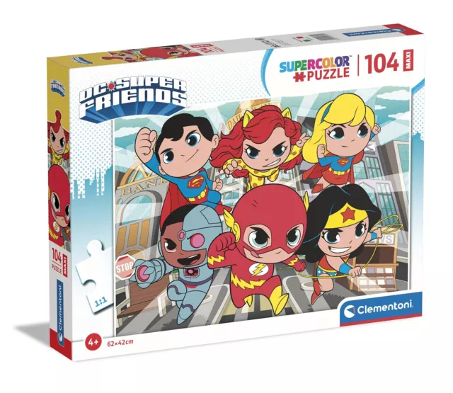 Clementoni 25720 Supercolor DC Comics Super Friends-104 Maxi Pieces-Jigsaw Puzzl