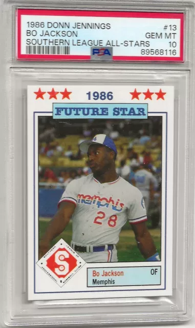 1986 Donn Jennings Southern League All-Stars #13 Bo Jackson Rc Psa 10 Gem Mint