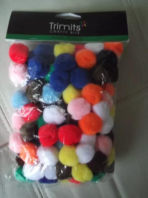 1" (25mm) FLUFFY  POM POMS - 20 COLOURS - 3 PACK SIZES to choose from