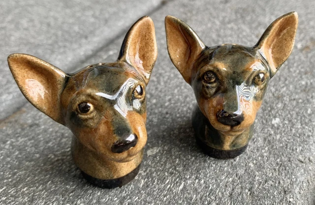 Chihuahua Dog Heads Rosemeade Ceramic Salt & Pepper Shaker Set Vintage