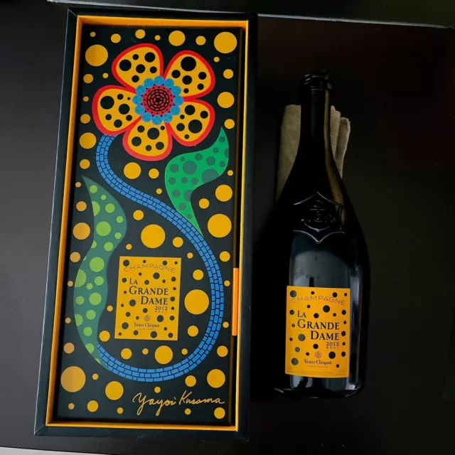 Yayoi Kusama Veuve Clicquot La Grande Dame Limited Edition Box with empty bottle