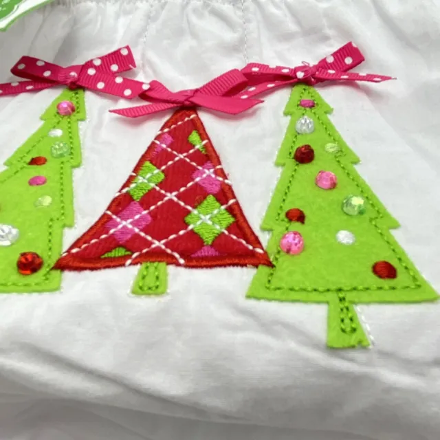 MUD PIE Girls Bloomers Ruffle Christmas Tree Holiday Diaper Cover Toddler 12-18 2