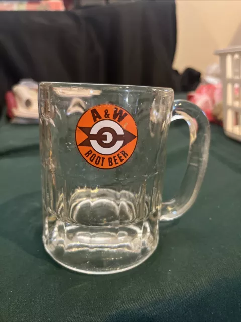 Vintage A&W Root Beer Glass Mug Stein 4.5" Tall Arrow Logo Bullseye 1961-1968 AW