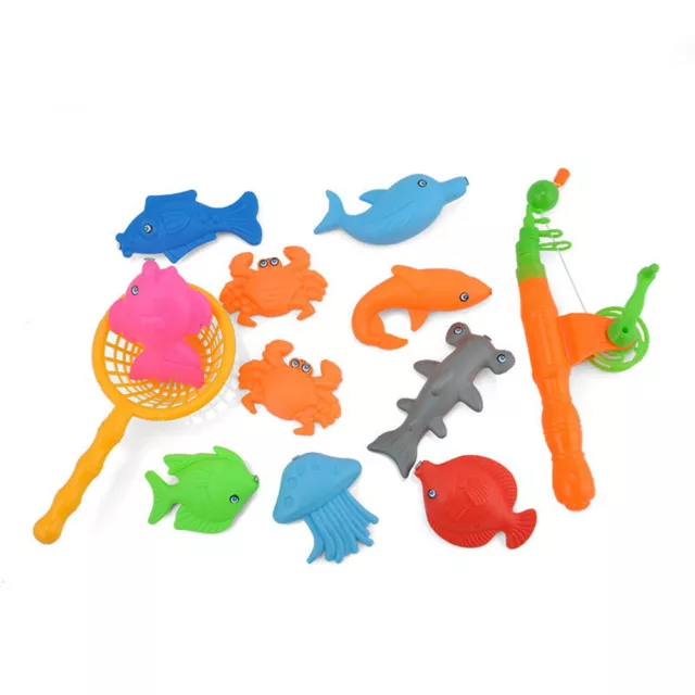Set Magnetic Fishing Rod 10 Kinds Fish Model Bath Fun Toy for Baby Child Kids UK 2