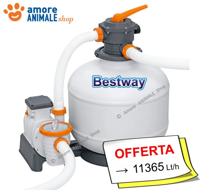 Bestway 58486 Pompa FILTRO a SABBIA Flowclear → 11.355 Lt/h  per Piscine / Intex