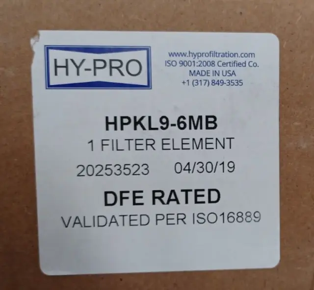 HY-PRO HPKL9-6MB FILTER ELEMENT, New