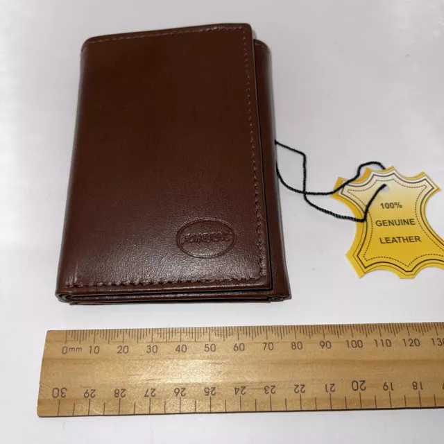 MEN'S WALLET GENUINE LEATHER SMALL TRI FOLD SLIM STYLE ( W 1064) Brown
