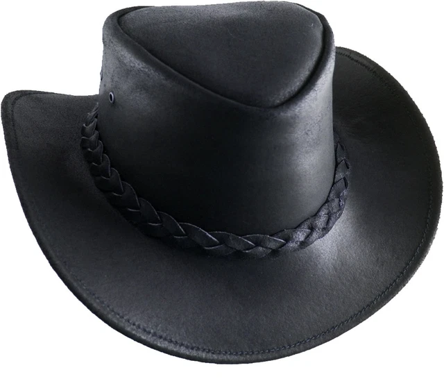Chapeau de Cowboy Johnny Cash Australien Trapper Cuir Pays Noir