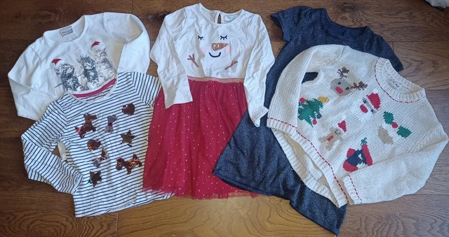 Next / Primark Etc Girls Christmas Clothes Bundle - Dress Jumper Top - Age 5 - 6