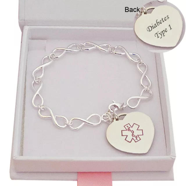 Médico Pulsera Id para de Chica, Mujeres, Grabado, Sos ,Alergias, Diabetes Etc