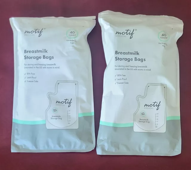 Motif Medical Breastmilk Storage Bags 8oz Single Use Breast Milk 2pks x 40Ct ea