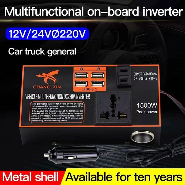 For Portables Puissance Convertisseur Adaptateur 12v/24V À Dc 110V/220v 1500w