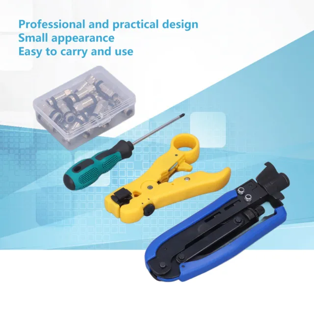 Coax Cable Crimper Kit Coaxial Compression Tool Network Toolkit For Stripping