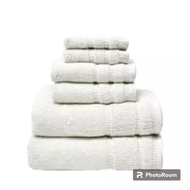 6PC TOWEL SET Bright White by Koolaburra Dani . 2 Bath 2