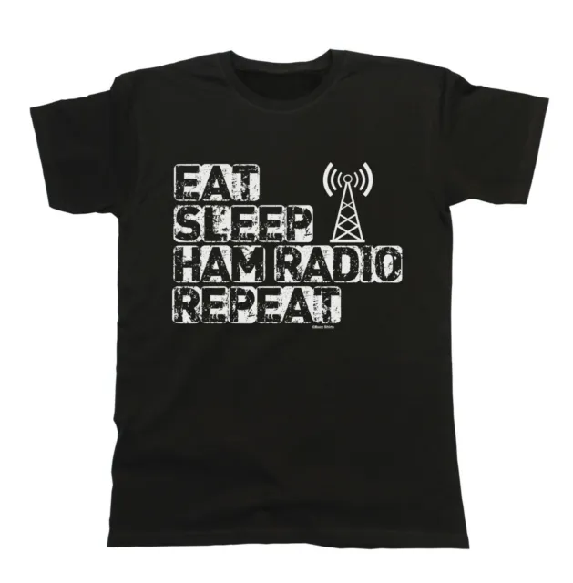 T-shirt in cotone biologico Eat Sleep HAM RADIO Repeat Uomo regalo di Natale divertente