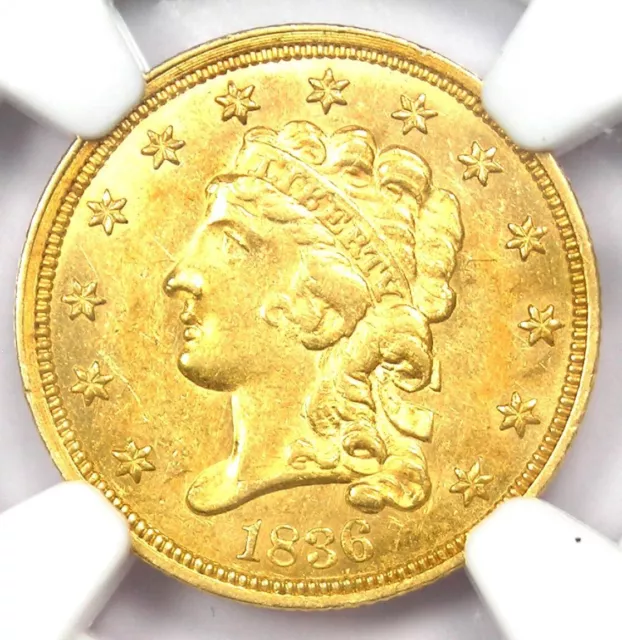 1836 Classic Gold Quarter Eagle $2.50 Coin - NGC Uncirculated Details (UNC MS)