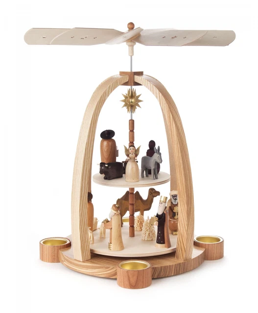 German Christmas Nativity Two Level TeaLight Pyramid
