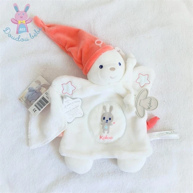 NEUF - Doudou Ours marionnette Imagine blanc orange mouchoir KALOO