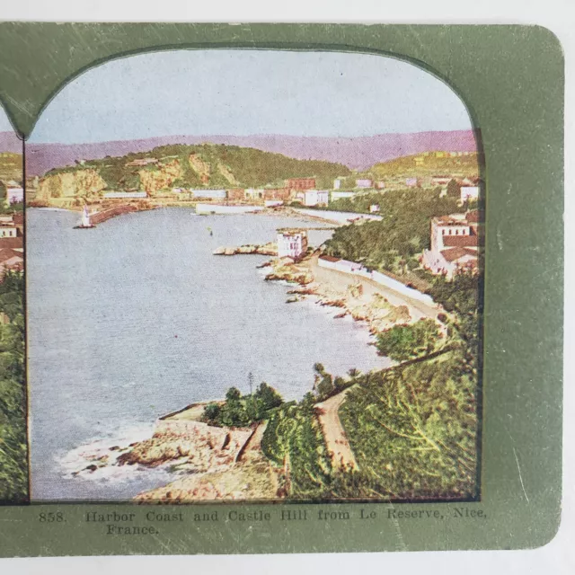 France Nice Harbor Coast Castle Hill Le Reserve Panorama Litho Stereoview C185 2