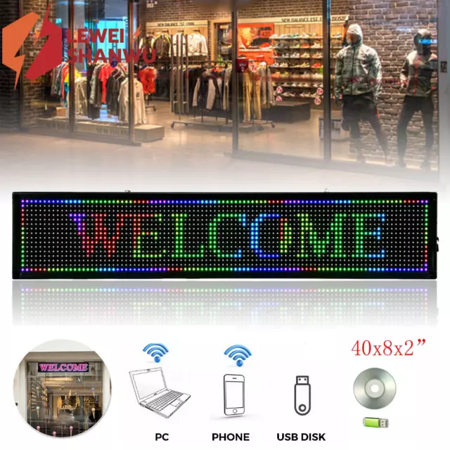 40&X8& LED SIGN Scrolling Message Display Board RGB 7 Colors ...