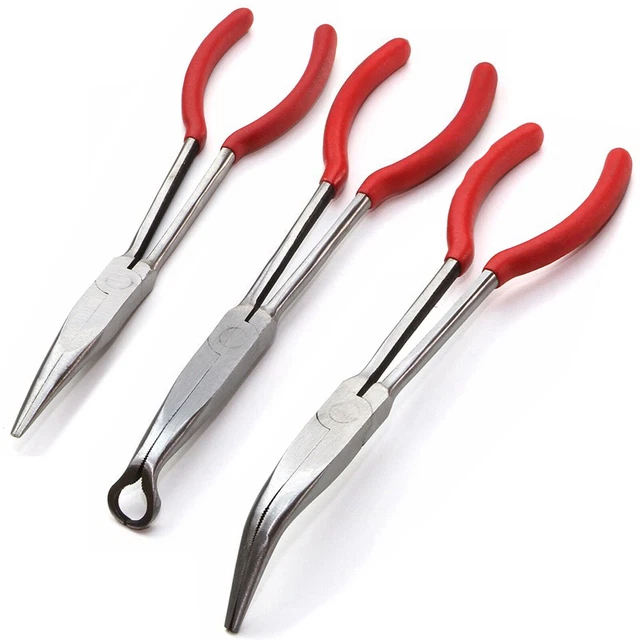 Pinza A Becchi Lunghi 28 Cm Punta Curva - Per Candele Accensione Auto, Officina E Fai Da Te - Foto 7