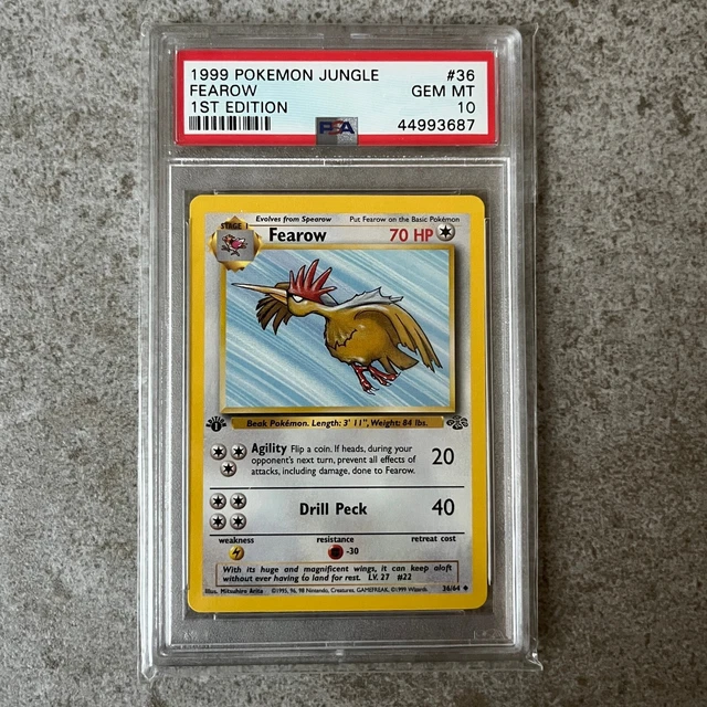 PSA 10 1. Auflage FEAROW - 1999 Dschungel Set WOTC Pokémon Karte #36