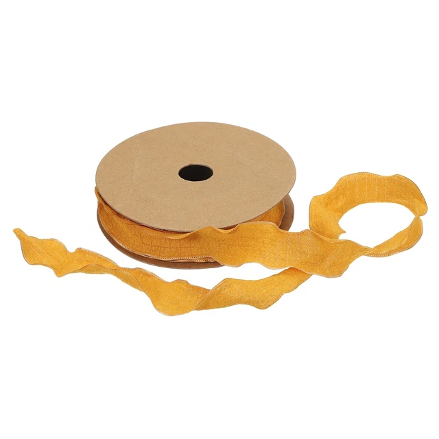 Cinta satinada de 1 pulgada 10 yardas doble borde volante amarillo oscuro color liso