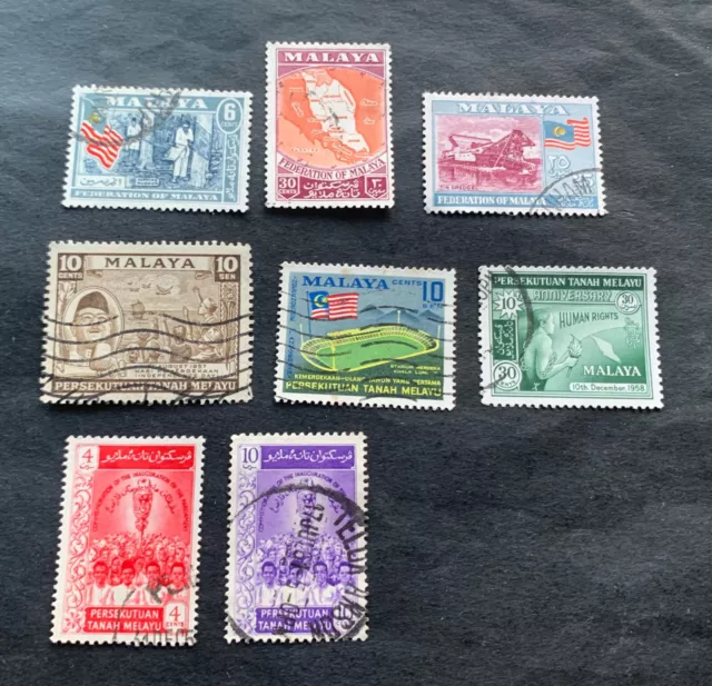 Federazione della Malesia Malesia 1957-1961 - francobollo 8 usato - Michel n. 1, 3, 4, 5