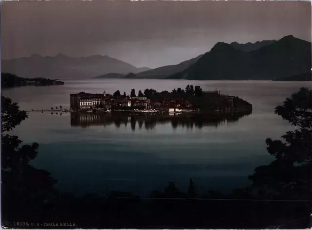 Italy, Lake Maggiore. Isola Bella. Moon Effect. vintage print photochromi