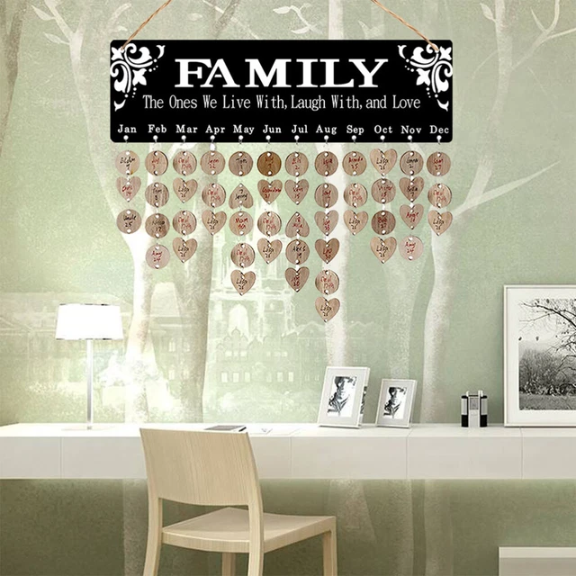 Healifty - Calendario di compleanno in legno Fai da Te, accessori 100