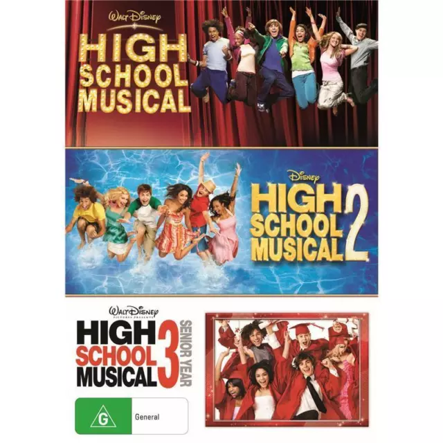 High School Musical 1, 2 & 3 movie collection DVD Region 4 Disney - NEW+SEALED