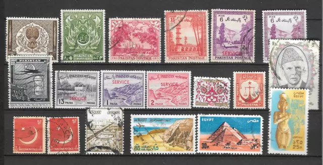 Lot Briefmarken Pakistan, Ägypten, verschiedene Jahre und Motive gestempelt