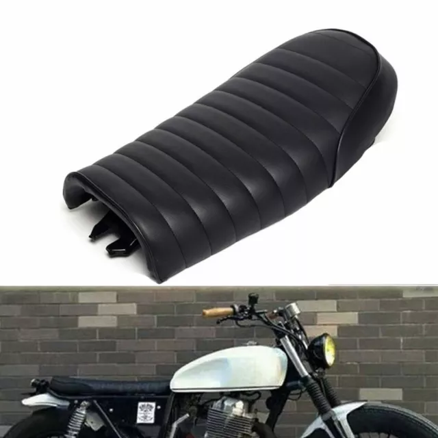 Universal flacher Brat Cafe Racer Vintage Scrambler Sitz Honda CB - schwarz 2