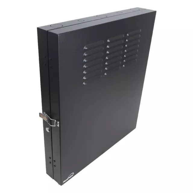 2U Vertical Enclosure Wall Mount Rack Low Profile Cabinet 20" Switch Depth Black