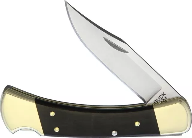 Buck Hunter Lockback - Genuine Crelicam Ebony handle. Black leather belt sheath. 2