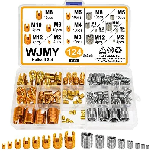 Helicoil Lot de 124 pièces de réparation filetée pour filetage M2 M3 M4 M5 M6...